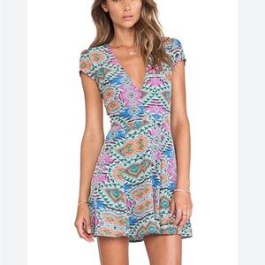 Revolve Lovers & Friends Cassidy Mini Dress Women’s S Mosaic Pattern V Neck